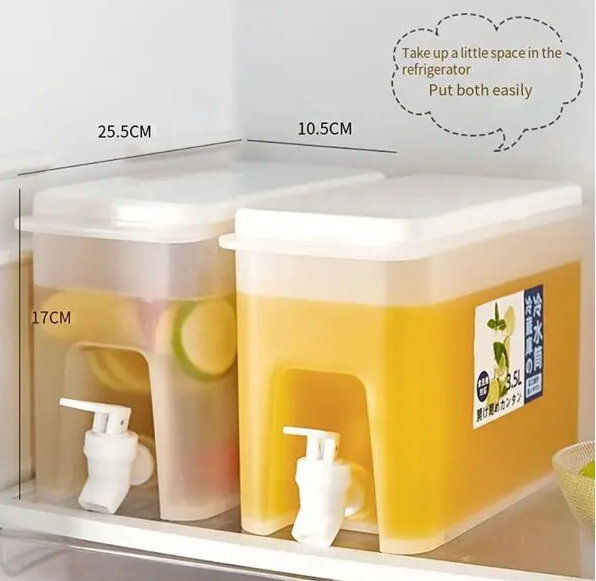 3L Refrigerator Water Jug with Faucet – Plastic Juice & Cold Drink Dispenser